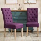 Roundhill Furniture Habit Solid Wood Tufted Parsons Dining Chair, Purple, Set of 2