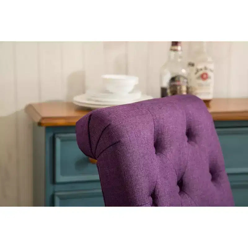 Sedia da pranzo Parsons trapuntata in legno massello, viola (confezione da 2)