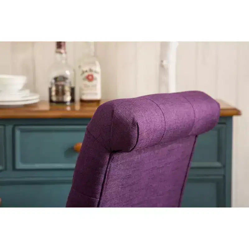 Sedia da pranzo Parsons trapuntata in legno massello, viola (confezione da 2)