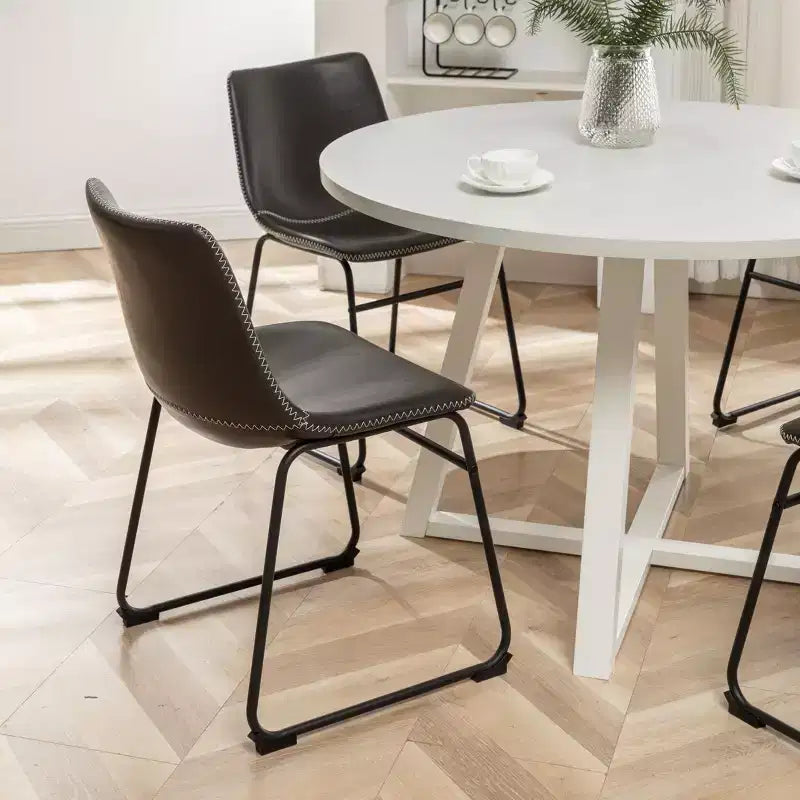 Tavolo da Pranzo Rotondo con 4 Eleganti Sedie, Set da 5 Pezzi