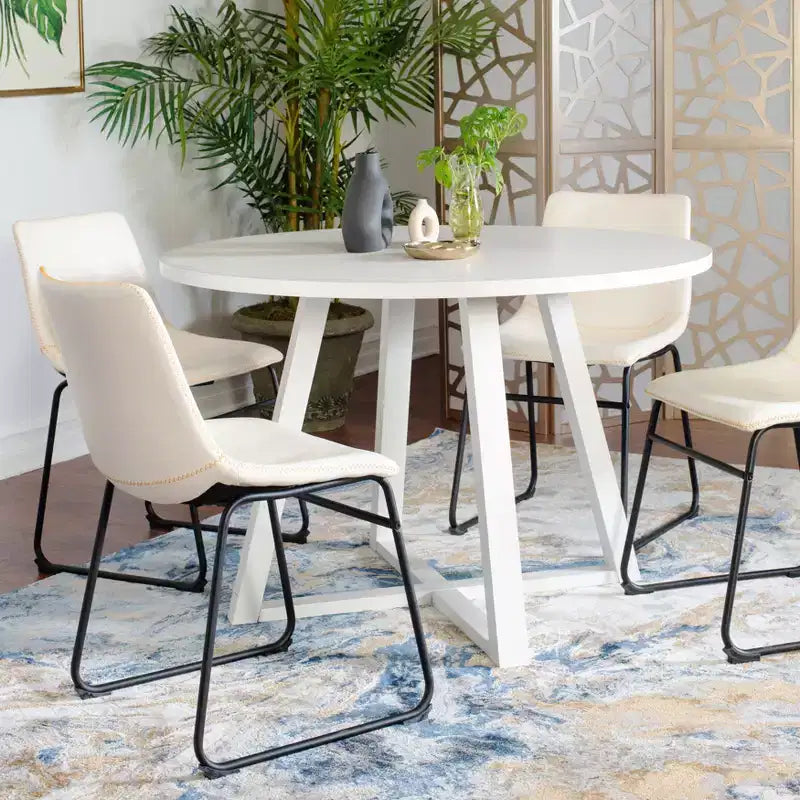 Tavolo da Pranzo Rotondo con 4 Eleganti Sedie, Set da 5 Pezzi