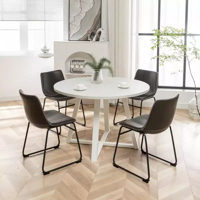 Tavolo da Pranzo Rotondo con 4 Eleganti Sedie, Set da 5 Pezzi