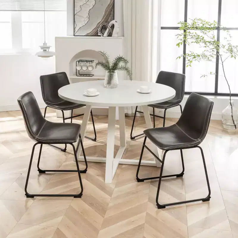 Tavolo da Pranzo Rotondo con 4 Eleganti Sedie, Set da 5 Pezzi