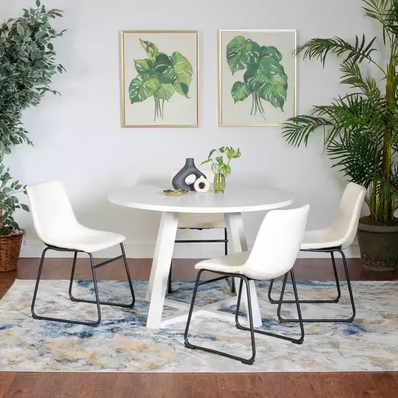 Tavolo da Pranzo Rotondo con 4 Eleganti Sedie, Set da 5 Pezzi
