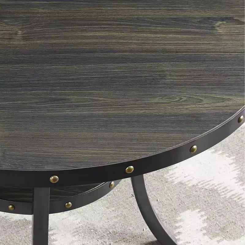 Tavolo da bar rotondo da 36" con finiture borchiate, Espresso