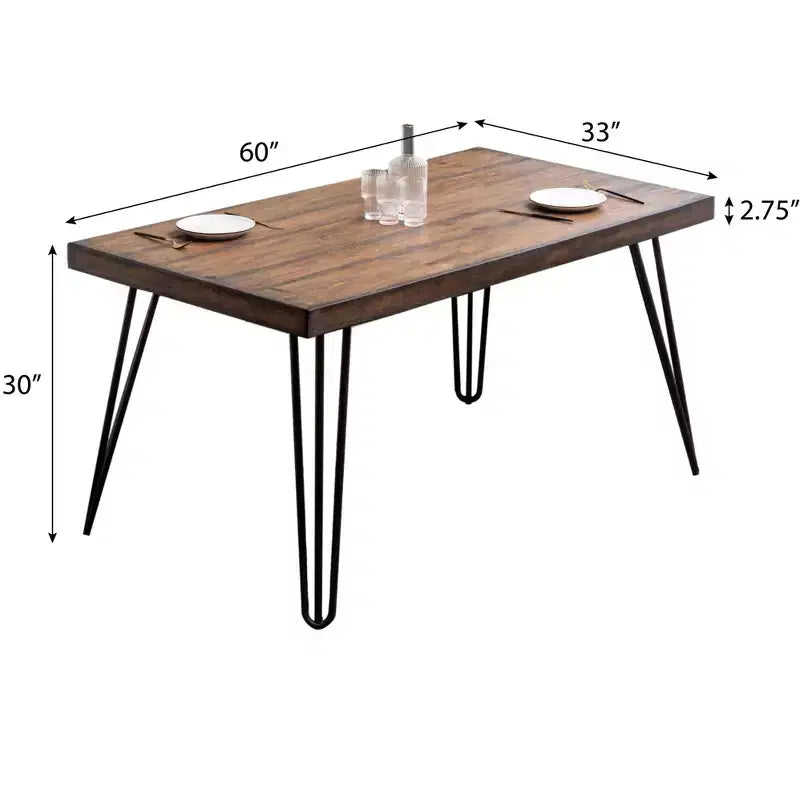 Tavolo da pranzo Hairpin con 4 sedie Cross-back e panca, nero intenso, 6 pezzi