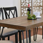 Tavolo da pranzo Hairpin con 4 sedie Cross-back e panca, nero intenso, 6 pezzi