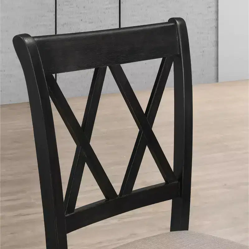 Tavolo da pranzo Hairpin con 4 sedie Cross-back e panca, nero intenso, 6 pezzi
