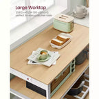 Isola da Cucina con 3 Ripiani, Scaffale da Cucina Largo 120 cm con Presa Elettrica, Ampio Piano di Lavoro, Struttura Stabile in Acciaio