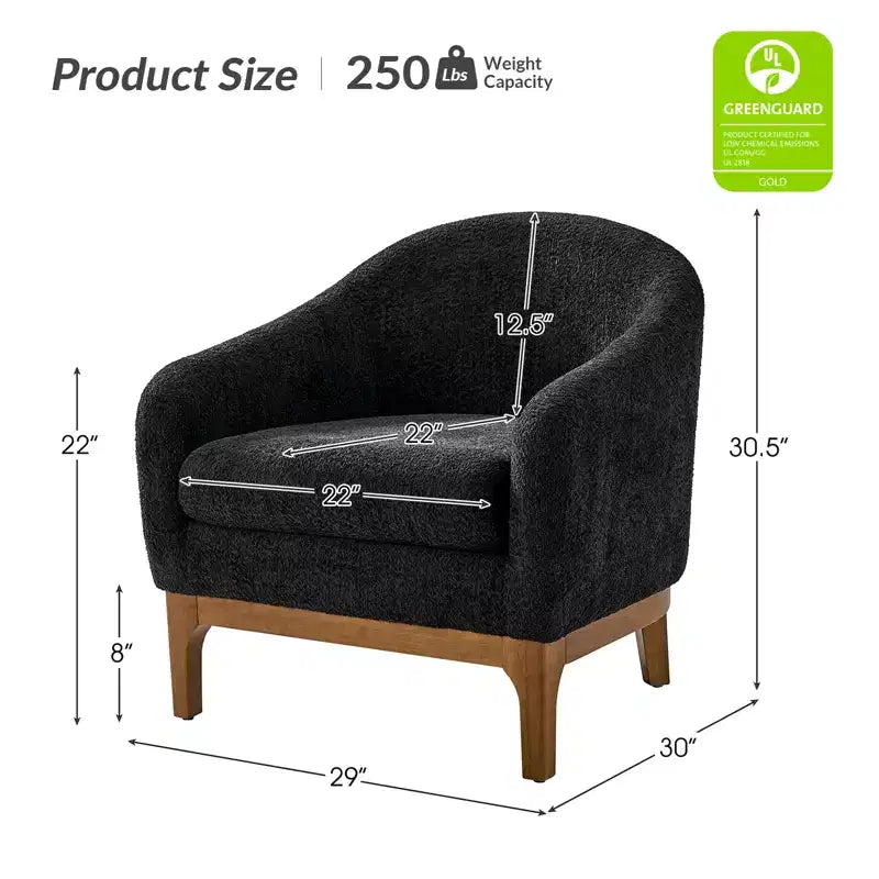 Poltrona Bouclé con Gambe in Legno Massello