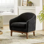 Poltrona Bouclé con Gambe in Legno Massello