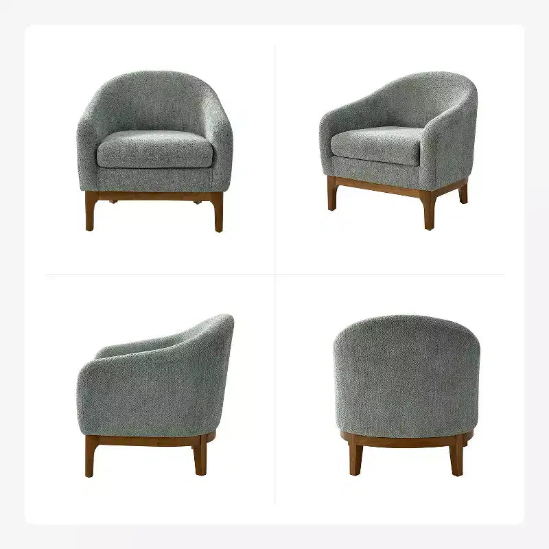 Poltrona Bouclé con Gambe in Legno Massello