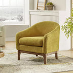 Poltrona Bouclé con Gambe in Legno Massello