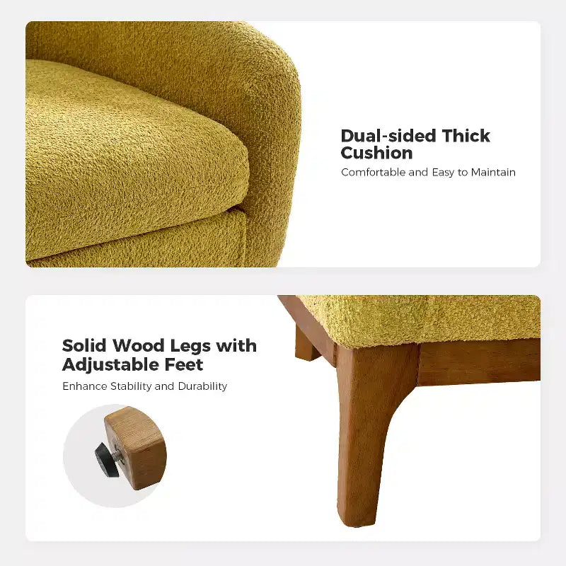 Poltrona Bouclé con Gambe in Legno Massello