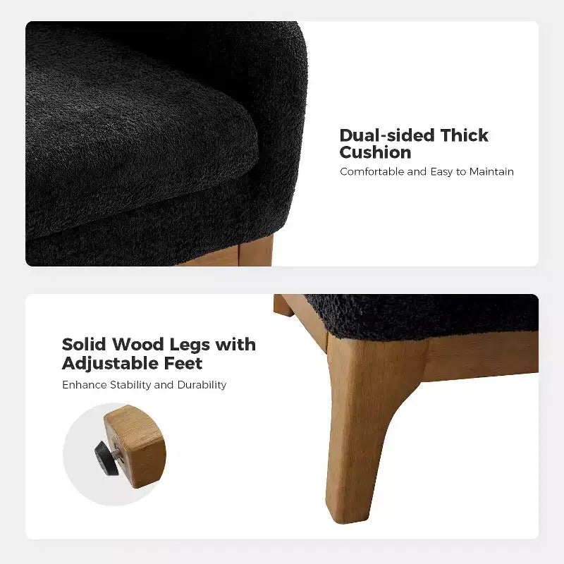 Poltrona Bouclé con Gambe in Legno Massello
