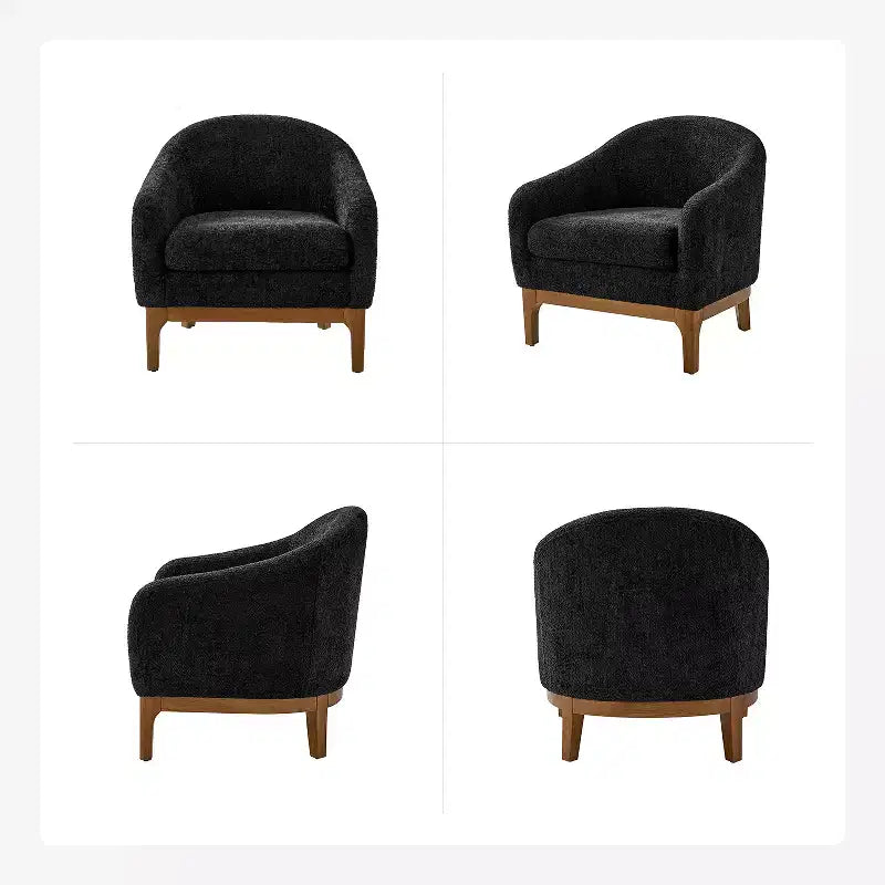 Poltrona Bouclé con Gambe in Legno Massello