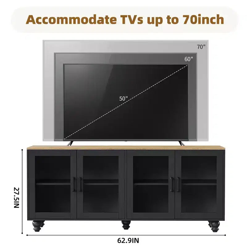 Mobile TV a parete, Centro di intrattenimento con scaffali per TV fino a 70", Consolle multimediale con cassetti per Soggiorno Camera da Letto