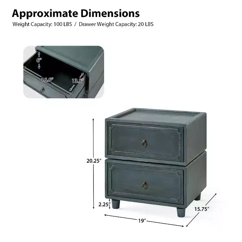 Comodino a 2 cassetti dal design modulare