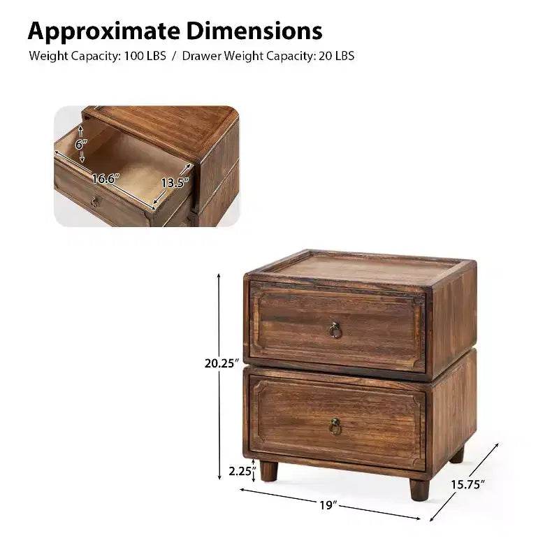 Comodino a 2 cassetti dal design modulare
