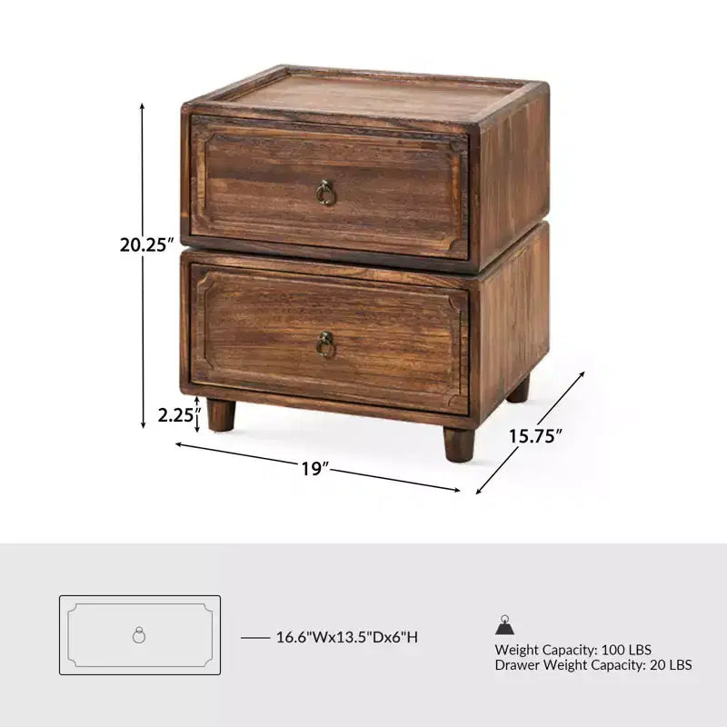 Comodino a 2 cassetti dal design modulare