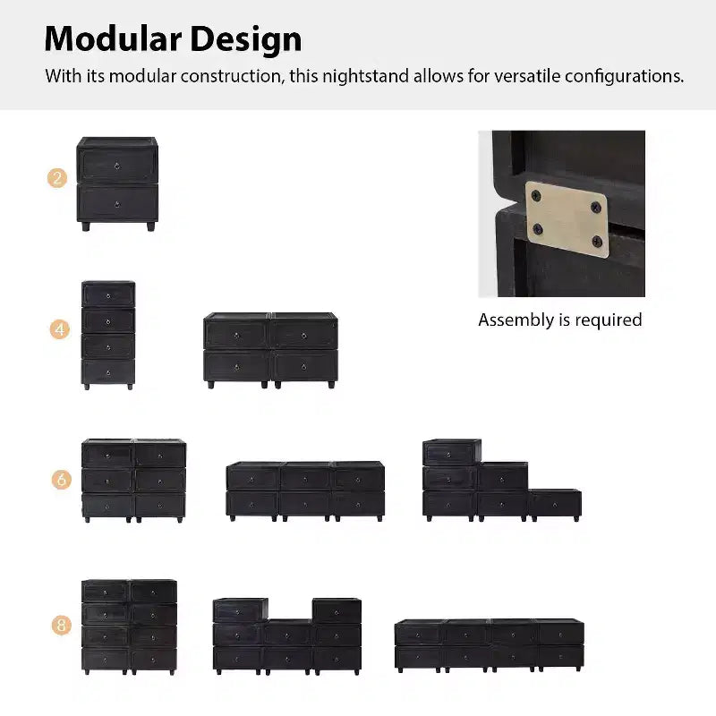 Comodino a 2 cassetti dal design modulare