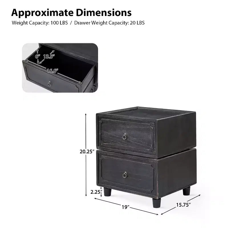 Comodino a 2 cassetti dal design modulare