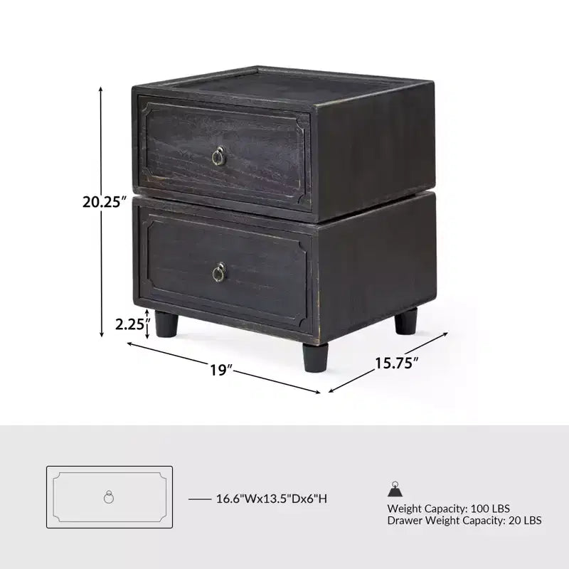 Comodino a 2 cassetti dal design modulare