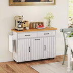 Carrello da Cucina con Isola, Carrello da Cucina con Cestino Basculante, Tavolo con Isola Bianco/Nero