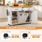 Carrello da Cucina con Isola, Carrello da Cucina con Cestino Basculante, Tavolo con Isola Bianco/Nero