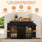 Carrello da Cucina con Isola, Carrello da Cucina con Cestino Basculante, Tavolo con Isola Bianco/Nero