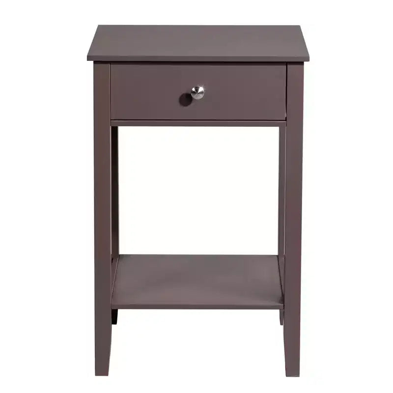 Comodino 1 cassetto in MDF marrone, larghezza 46 cm