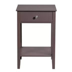 Comodino 1 cassetto in MDF marrone, larghezza 46 cm