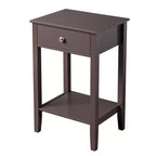 Comodino 1 cassetto in MDF marrone, larghezza 46 cm