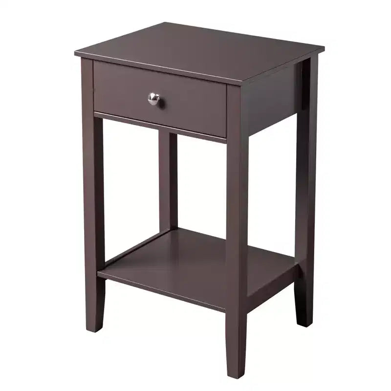 Comodino 1 cassetto in MDF marrone, larghezza 46 cm