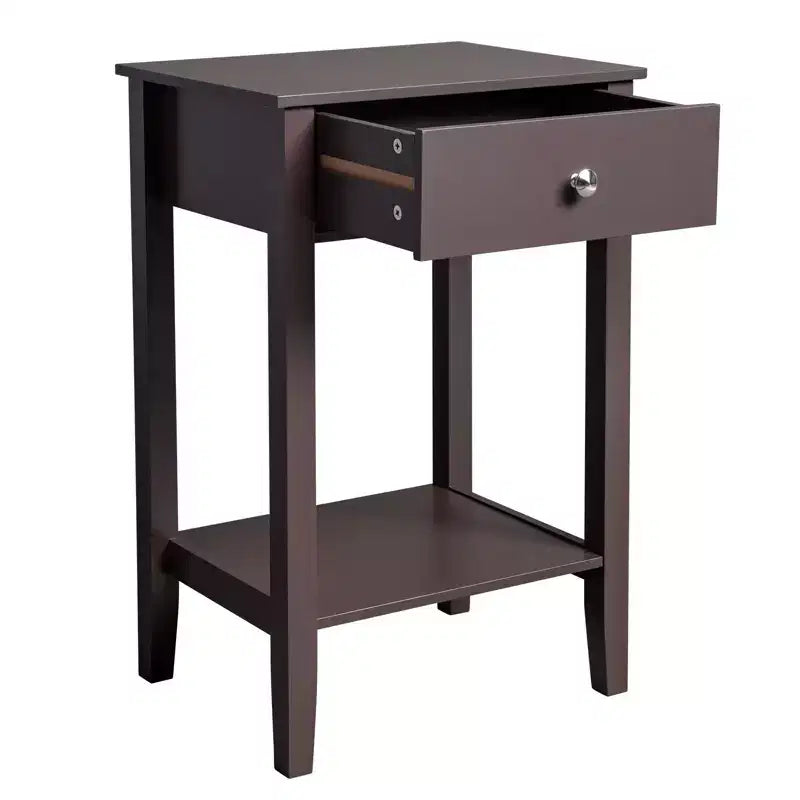 Comodino 1 cassetto in MDF marrone, larghezza 46 cm