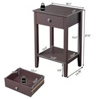 Comodino 1 cassetto in MDF marrone, larghezza 46 cm