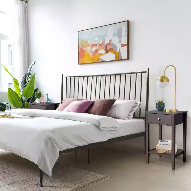 Comodino 1 cassetto in MDF marrone, larghezza 46 cm