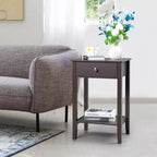 Comodino 1 cassetto in MDF marrone, larghezza 46 cm
