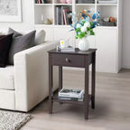 Comodino 1 cassetto in MDF marrone, larghezza 46 cm