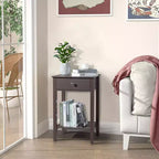 Comodino 1 cassetto in MDF marrone, larghezza 46 cm