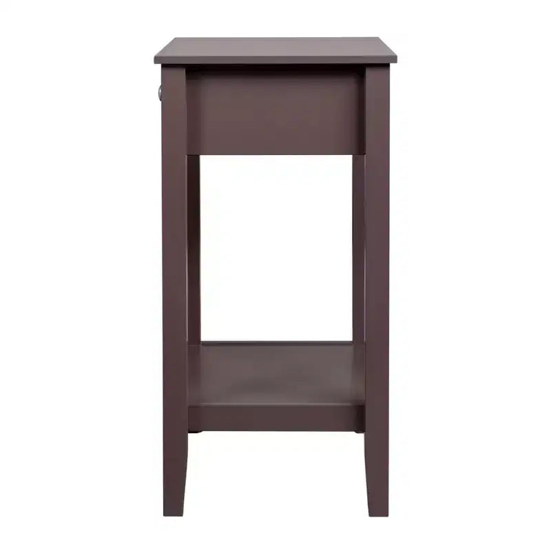 Comodino 1 cassetto in MDF marrone, larghezza 46 cm
