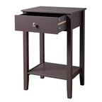 Comodino 1 cassetto in MDF marrone, larghezza 46 cm