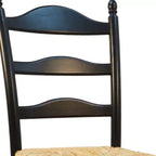 Sedia da pranzo in legno nero e paglia con schienale a scala