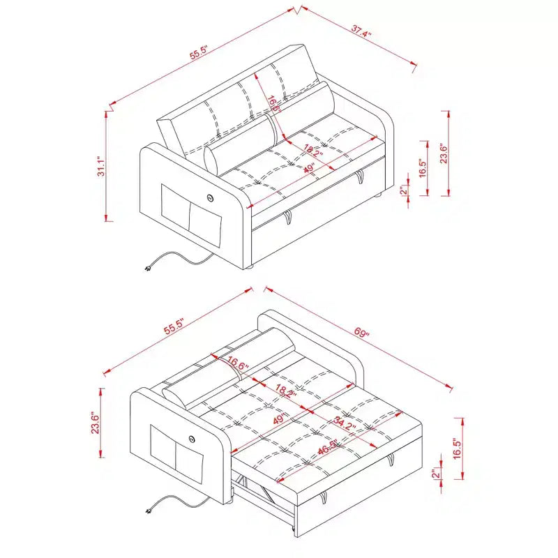 Divanetto moderno da 65" con cuscini dello schienale rimovibili e 2 cuscini a rullo, divano con gambe in legno massiccio
