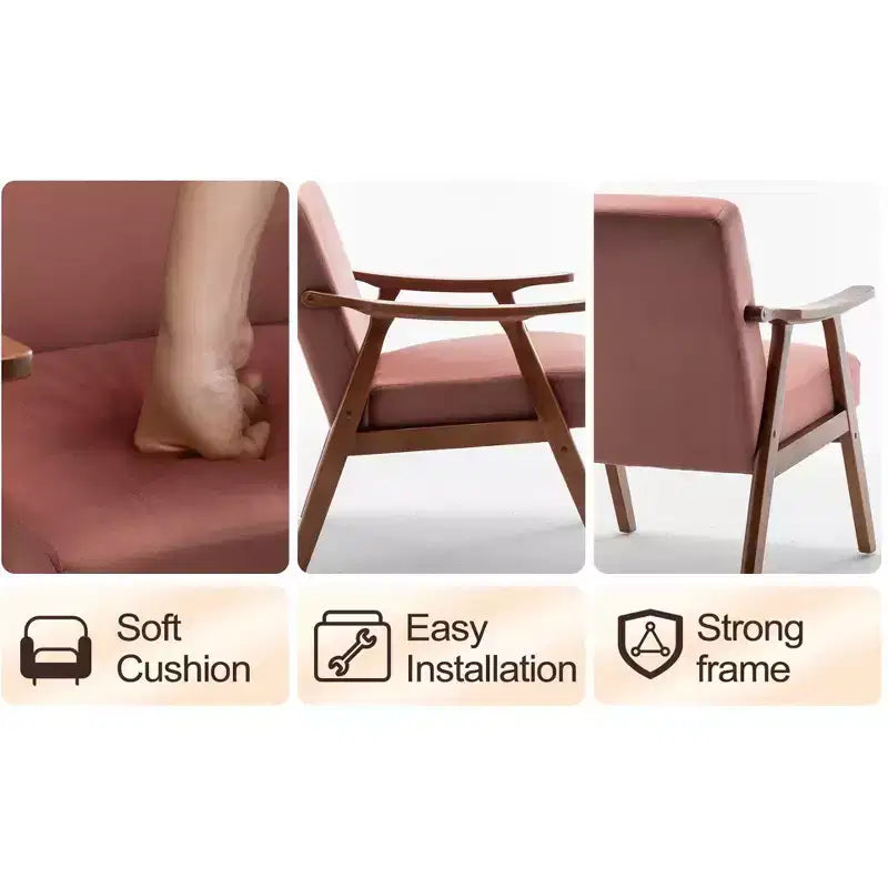 Divanetto moderno da 65" con cuscini dello schienale rimovibili e 2 cuscini a rullo, divano con gambe in legno massiccio