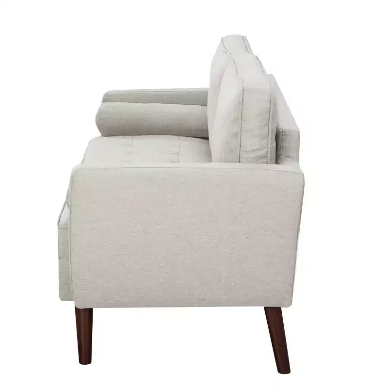 Divanetto moderno da 65" con cuscini dello schienale rimovibili e 2 cuscini a rullo, divano con gambe in legno massiccio