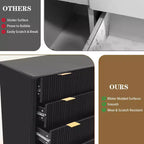 Cassettiera scanalata a 5 cassetti, cassettiera moderna alta 47 pollici, design a profilo curvo, organizer per cassetti in legno