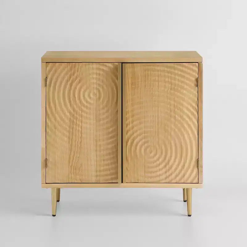 Art Leon Wood Cabinet Sideboard with Textured Door Decoration