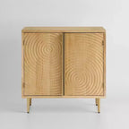 Art Leon Wood Cabinet Sideboard with Textured Door Decoration