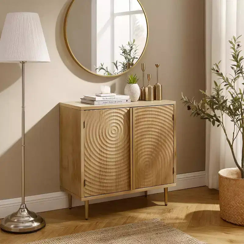 Madia in legno con ante decorate a trama